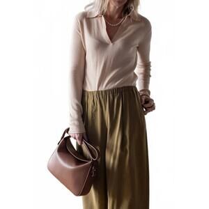 NEW ALYSI maglia long sleeve polo in peach